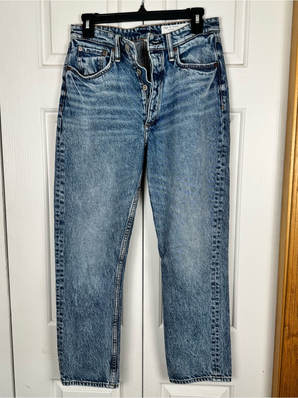 rag & bone Straight Leg Jeans in Washed Blue
